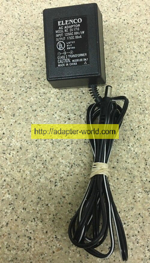 *100% Brand NEW* ELENCO 88mA DV-1710 17VDC AC ADAPTER Free shipping! - Click Image to Close